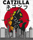Discover Vintage catzilla Japanese sunset cat - Vintage Catzilla Japanese Sunset Style - T-Shirt