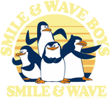 Discover Madagascar Penguins Smile And Wave Sunset Text Poster T-Shirt