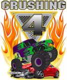 Discover Kids Monster Truck Crushing being 4 four Years Old 4th Birthday T-Shirt