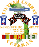 Discover Vietnam Combat Vet - N Co 75th Infantry (Ranger) - 173rd Airborne Bde SSI - Vietnam Combat Vet N Co 75th Infantry - T-Shirt