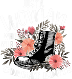 Discover Just A Woman Wore Combat Boots Veteran T-shirt