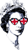 Discover Queen Elizabeth II UK Flag Heart Sunglasses - Queen Elizabeth Ii - T-Shirt