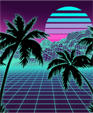 Discover Retro 80s Vaporwave Sunset Sunrise With Outrun style grid T-Shirt