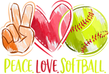 Discover Softball Player Girls Peace Love Softball T-shirt