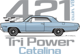 Discover Tri Power 421-Skyline Blue - 64 Pontiac Catalina - T-Shirt