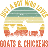 Discover Retro Just A Boy Who Loves Goats & Chickens Farmer Farming - Chicken - T-Shirt