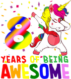 Discover 8th Birthday Girl 8 Years Old Awesome Unicorn Dabbing Bday T-Shirt