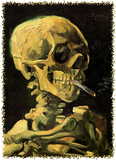 Discover Van Gogh Art Skull of Skeleton with Burning Cigarette Hoodie