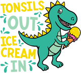 Discover Tonsils Out Ice Cream In Dino Tonsillectomy Tonsil Removal T-Shirt