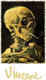 Discover Skeleton Burning Cigarette By Vincent Van Gogh T-Shirt