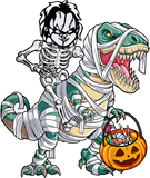 Discover Chucky Riding Mummy Dinosaur T-rex Halloween T-Shirt