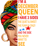 Discover December queen I have 3 sides gift for December birthday T-Shirt