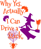 Discover Why Yes Actually I Can Drive A Stick Halloween Witch T-Shirt