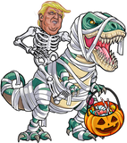 Donal Trump Riding Mummy Dinosaur T-rex Halloween T-Shirt