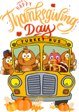 Discover Happy Thanksgiving Day Turkey School Bus Driver Gifts T-Shirt