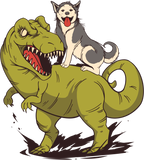 Discover Siberian Husky Dog Riding Dinosaur T-Shirt