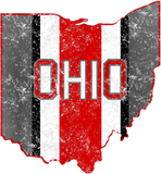 Discover State of Ohio Pride Striped Red White Distressed Graphic T Shirt