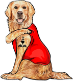 Discover Funny golden retriever Dog I Love Mom Tattoo T-shirt