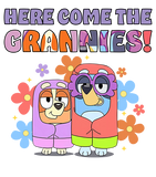 Discover BlueyDad and Bingo Here Come The Grannies Flower Sweatshirt, BlueyDad Sweatshirt, Grandma Gift