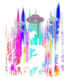 Discover Alien UFO T Rex Abduction Colorful Forest T Shirt