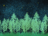 Discover Landscape Scenery Watercolor Forest at Night Stars