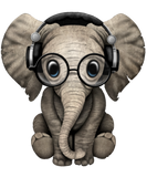 Discover Cute Baby Elephant Dj Wearing Headphones and Glass