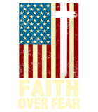 Discover Faith Over Fear Cool Christian Cross US Flag T-Shirt
