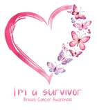 Discover Pink Butterfly Heart I'm A Survivor Breast Cancer Awareness T Shirt
