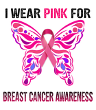 Discover I Wear Pink For Breast Cancer Awareness, butterfly ribbon T-Shirt