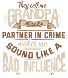 Discover Funny Grandpa, Partner in Crime Phrase, Granddad Humor T-Shirt