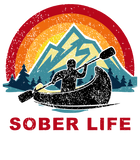 Discover Sober Life Person Canoeing Retro Sunset AA NA Recovery T-Shirt