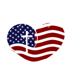 Discover Patriotic Christian Faith In God Heart Cross American Flag T-Shirt