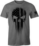 Discover USA Military American Flag Black Skull Patriotic Men's T Shirt
