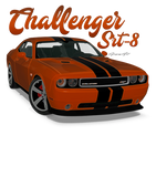 Discover Challenger Srt-8 Orange Stripe Front - Challenger - T-Shirt