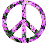 Discover Peace Symbol Sign Purple Flowers Graphic T-shirt