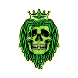 Discover Green Dreadlocks Skull with Crown Rasta skull