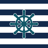 Discover coastal chic navy blue nautical stripes ship wheel