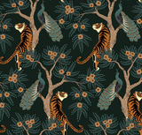 Discover Vintage tiger and peacock in the jungle Shower Curtain