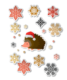 Discover Cute Hedgehog Santa Hat Colorful Snowflakes T-Shirts