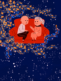 Discover Cute Elderly Couple in the Night Sky T-Shirts