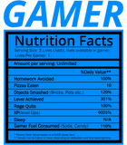 Discover Gamer Nutrition Facts T-Shirt Funny Gaming Gamer Shirt