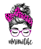 Discover Mimi Life Messy Bun Pink Leopard Print Women Mothe