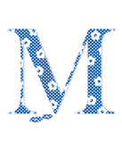 Discover flower alphabet M (blue and dots)