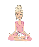 Discover Yoga girl in lotus position and her sweet cat