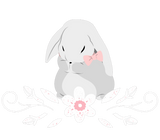 Discover Cute White and Grey Bunny with White Flower