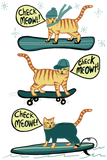 Discover Check Meowt! Skateboard Surf Snowboard Tabby Cat