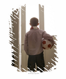 Discover Boy in foyer with soccer ball