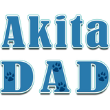 Discover Akita Dad blue block text paw prints