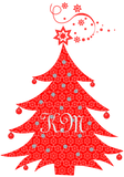 Discover Red Lace Christmas Tree and Stars Custom Initials