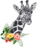 Discover Watercolor Giraffe with Tropical Bouquet